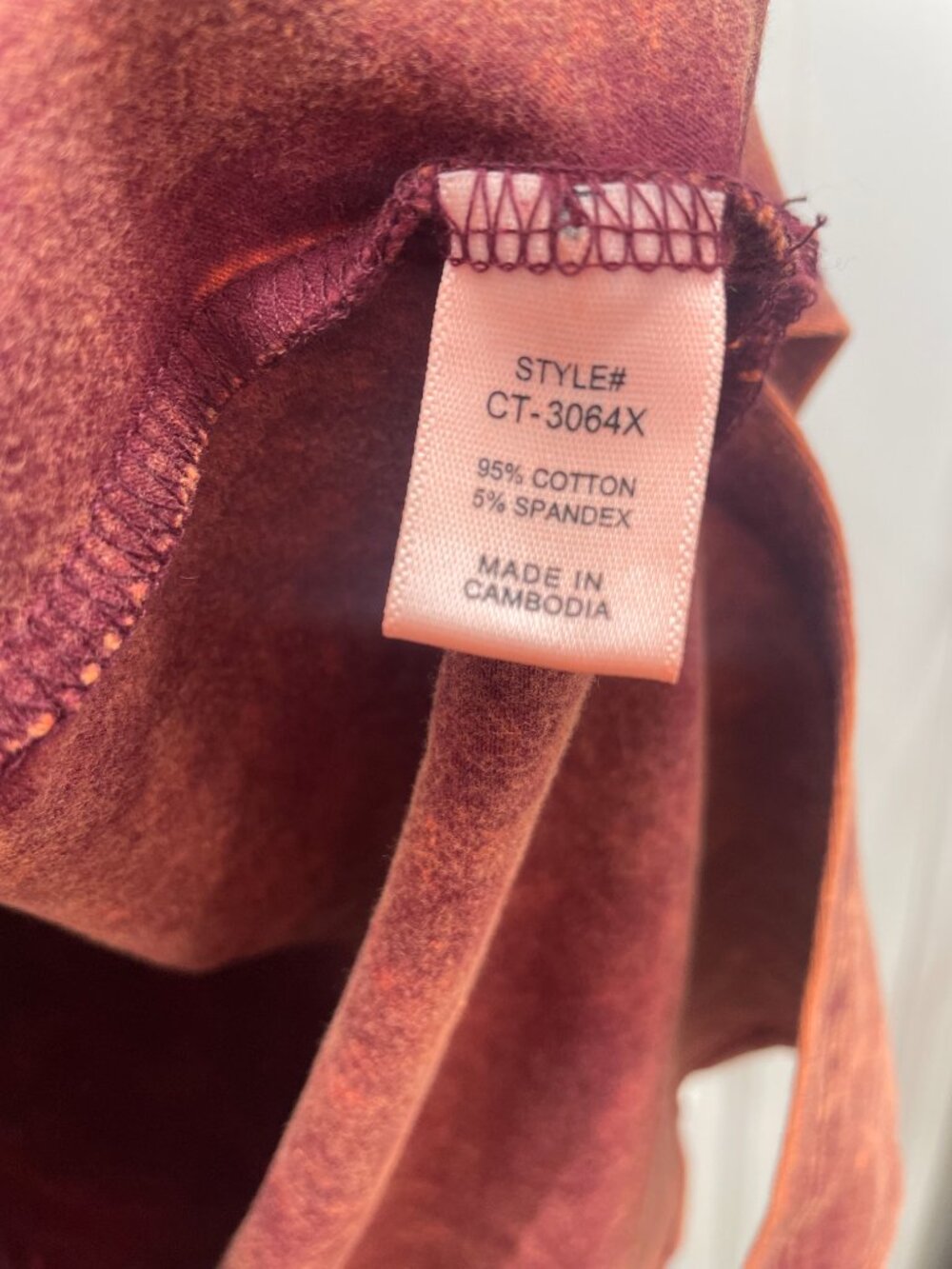 NEW ZENANA Acid Washed Women's Sleeveless V-Neck Tank Top - Rust - Plus Size 1X - Picture 3 of 5